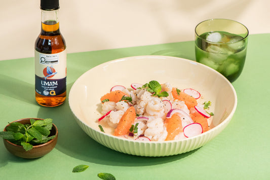 Ceviche de bar au pamplemousse et radis